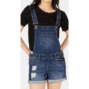 Dollhouse Juniors Distressed Frayed Jean Denim Shortalls Size 11